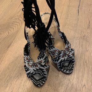 Schutz tie up boho block wedge